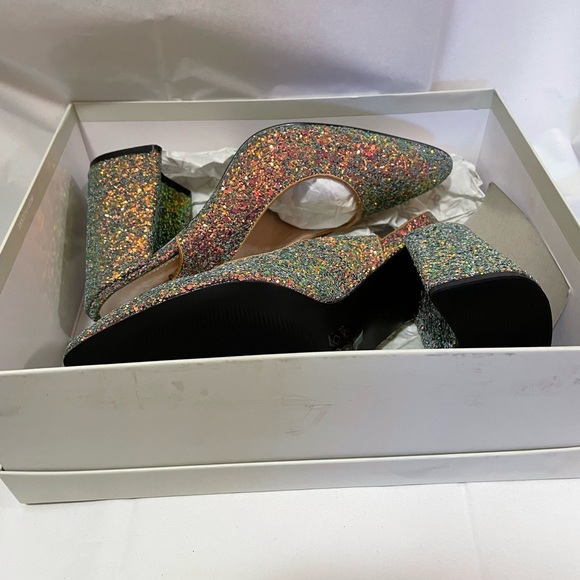 🎉HP🎉Shelly London Peacock Glitter Heels - Picture 3 of 16